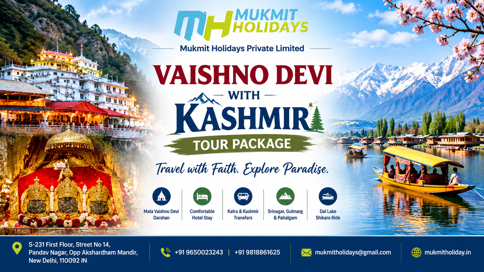 Vaishno Devi with Kashmir Tour Package: A Perfect Blend of Faith & Paradise
